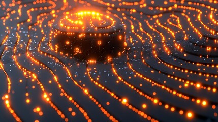 Poster - An AI algorithm visualized as a series of intricate lines and nodes processing massive amounts of data in real-time Stock Photo with copy space