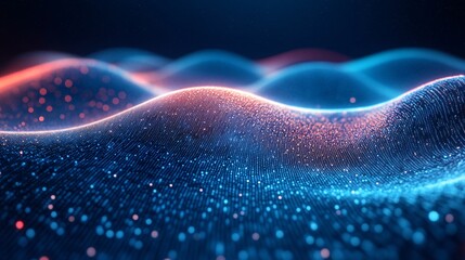 Aufkleber - An abstract depiction of AI as a glowing network of binary code flowing through cyberspace Stock Photo with copy space