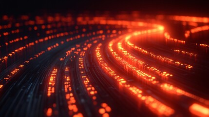 Aufkleber - An abstract depiction of AI as a glowing network of binary code flowing through cyberspace Stock Photo with copy space
