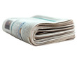 © Asier - Folded newspaper with visible headlines, isolated on white background. PNG transparent.