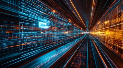 Poster - A futuristic city managed by AI with smart buildings and autonomous public transportation systems Stock Photo with copy space