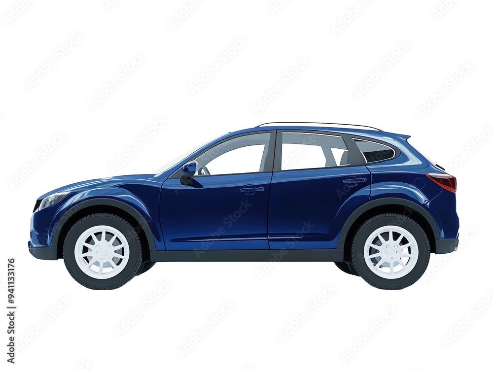 Blue SUV car side view, modern design, isolated on white background ...