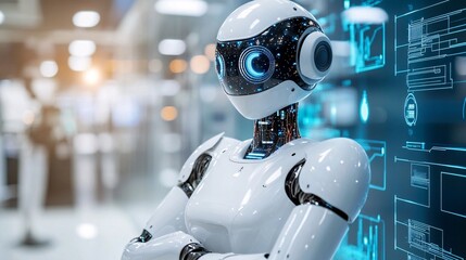 Aufkleber - An AI assistant in a smart home controlling various devices and systems to optimize energy use and convenience Stock Photo with copy space