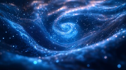 Wall Mural - Swirling blue vortex resembling a wormhole or portal in space with a dark center