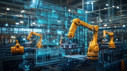 Poster - A 3D printer powered by AI creating complex and precise components for industrial use Stock Photo with copy space