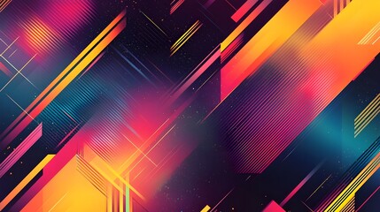 Poster - A vibrant and modern background featuring abstract geometric shapes and lines in a blend of bold colors. Perfect for digital designs, presentations, and promotional materials.