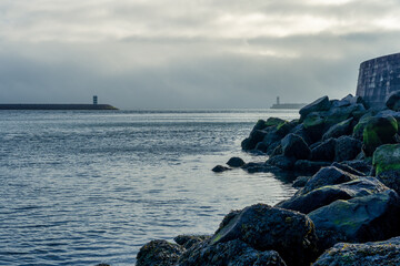 sea and rocks in Porto's river harbour