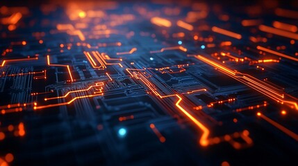 Aufkleber - An abstract image of AI as a glowing network of circuits and data streams symbolizing the future of technology Stock Photo with copy space