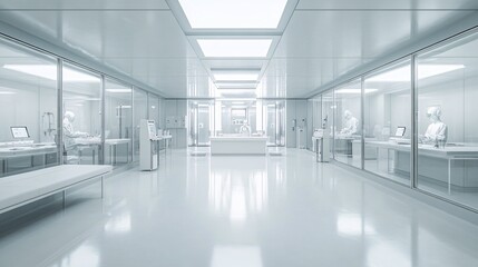 Poster - A futuristic research lab where AI-driven systems assist scientists in groundbreaking discoveries Stock Photo with copy space