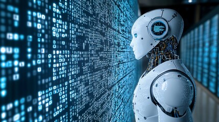 Poster - A team of AI engineers in a cutting-edge lab developing new algorithms and machine learning models Stock Photo with copy space