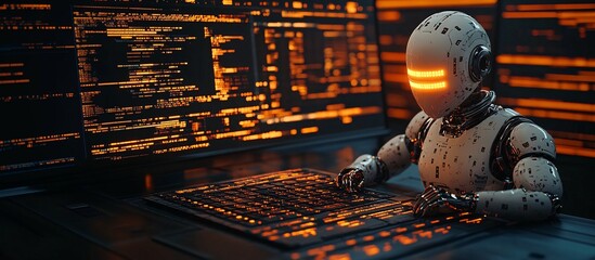 Poster - A team of AI engineers in a cutting-edge lab developing new algorithms and machine learning models Stock Photo with copy space