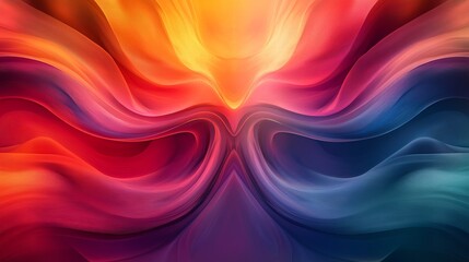 Wall Mural - symmetrical abstract 3d pattern with warm and cool gradient colors merging in the center