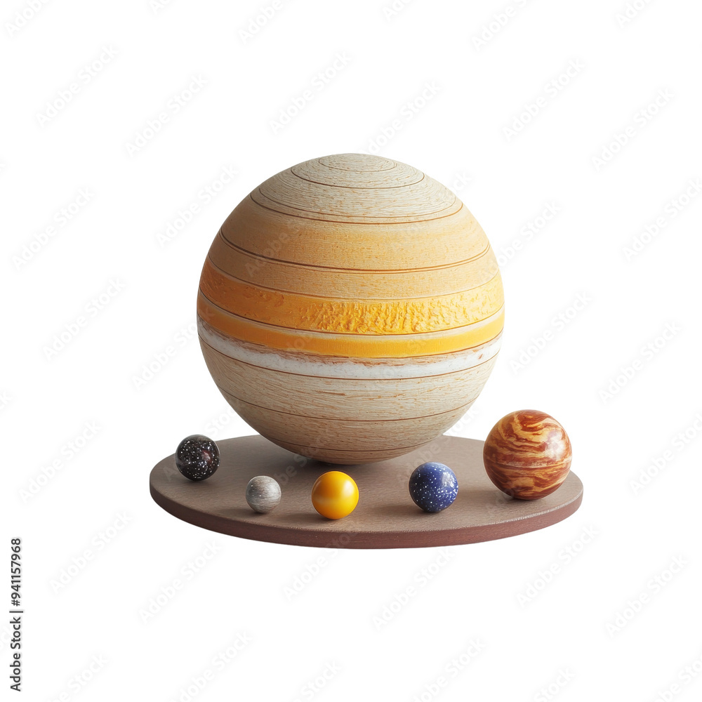 Illustration of a solar system model featuring planets of various sizes ...