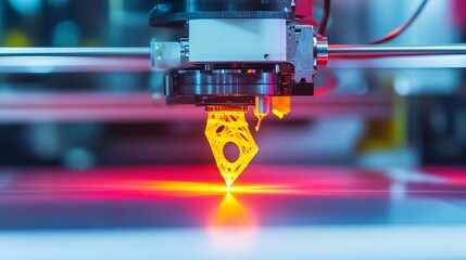 Poster - A 3D printer powered by AI creating complex and precise components for industrial use Stock Photo with copy space
