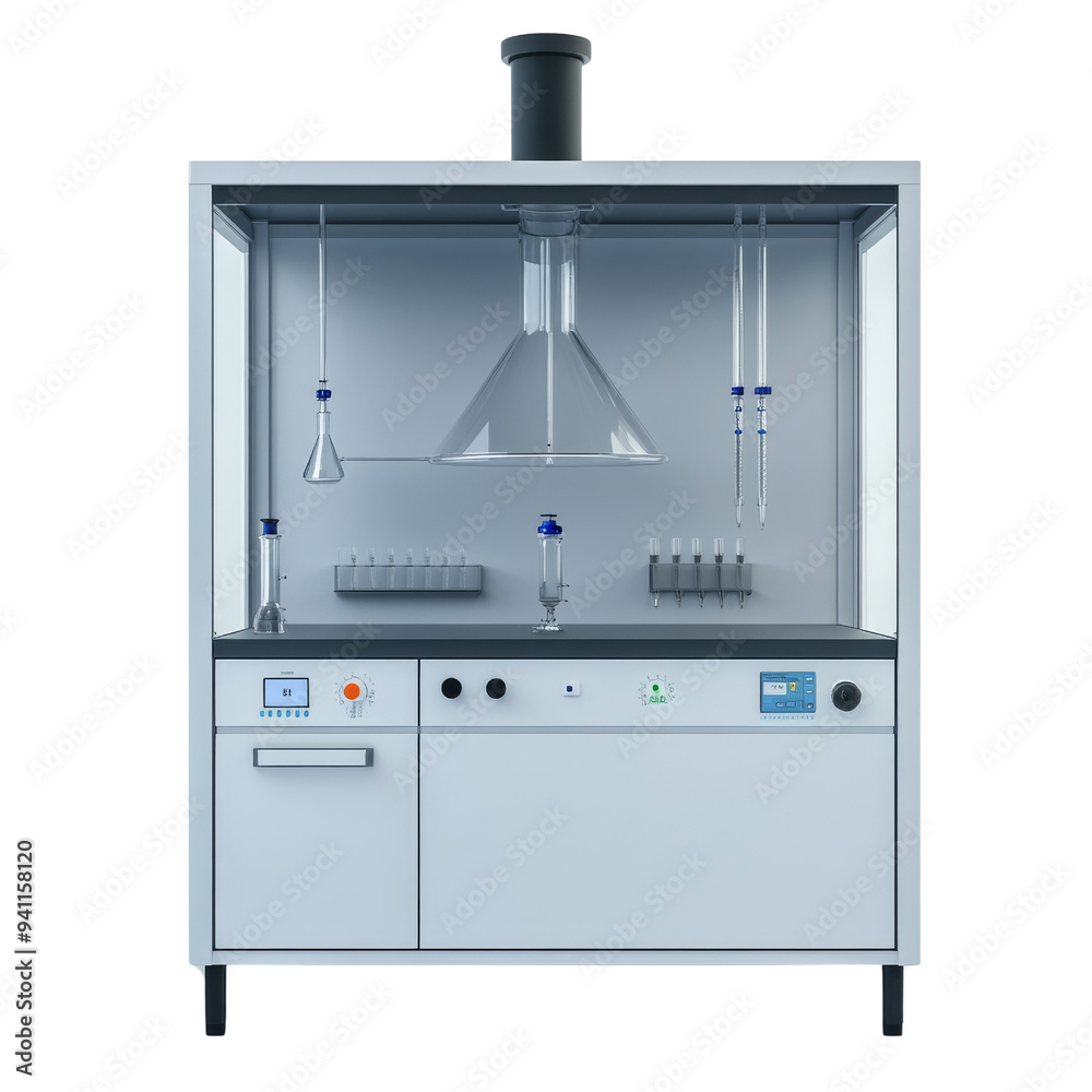 Puffer Lab Instrument Modern laboratory fume hood with chemical apparatus and equipment ...