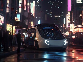 Poster - disruptive autonomous vehicle technology seamlessly integrating with responsive led lighting 3d rend