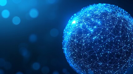Aufkleber - An abstract visualization of AI as a pulsating digital sphere filled with interconnected data and algorithms Stock Photo with copy space