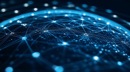 Aufkleber - An abstract visualization of AI as a pulsating digital sphere filled with interconnected data and algorithms Stock Photo with copy space