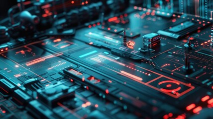 Abstract of chip on complex circuit with digital technology style design and the electric light graphic show dynamic movement represent about processor algorithm process on high tech device. AIG53.