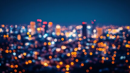 Poster - A futuristic city at night where AI systems control everything from transportation to public safety Stock Photo with copy space