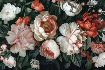 A close-up view of a bouquet of colorful flowers