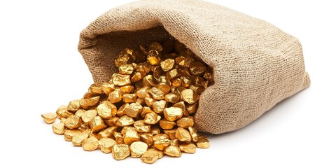 Wall Mural - bag of golds isolated on white background