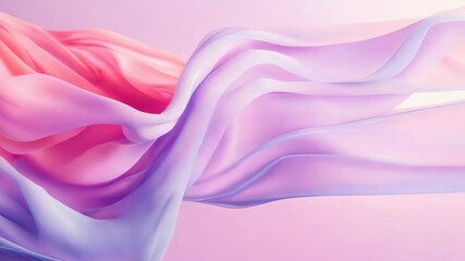 Poster - abstract image of smooth waves in shades of pink and purple, creating a feeling of lightness and air