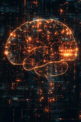Poster - Abstract Digital Brain, Network, Circuitry, AI, Artificial Intelligence, Technology, Concept.