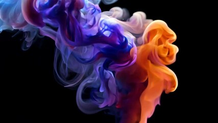 Poster - Colorful smoke formation dances against a black background in a mesmerizing display