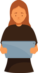 Poster - Redhead girl using wireless device, surfing the net on social media