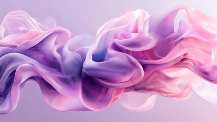 Poster - abstract image of smooth waves in shades of pink and purple, creating a feeling of lightness and air