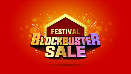 Canvas Print - Festival Blockbuster Sale, Offer logo and vivrant background for Indian Navratri, Diwali and Dhanteras.