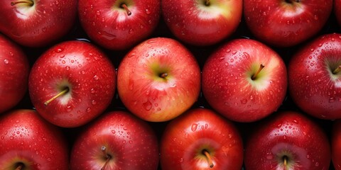 Wall Mural - Background texture apples fruit top view scene surface pattern