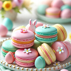 Wall Mural - colorful macaroons on a wooden table