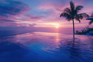 Wall Mural - Infinity pool with blue water. summer vacation