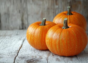 Poster - White texture pumpkins on wood background for Halloween