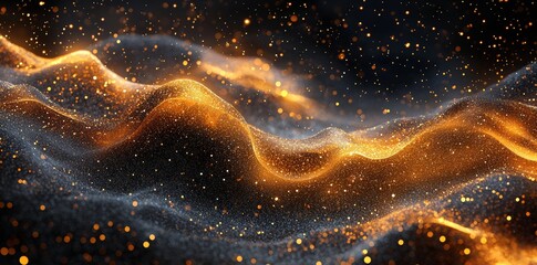 Leinwandbilder - Modern design with dynamic shapes composition and technology concept on circuit board. Hi-tech digital background. Abstract black and gold lines.