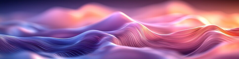 Poster - waves of luminous blue, purple, and pink gradients flow through this design