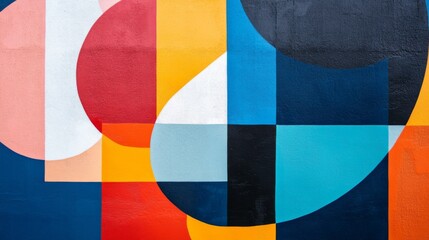 Poster - A close-up of an abstract design featuring geometric shapes in bold, contrasting colors, creating a modern and eye-catching visual.