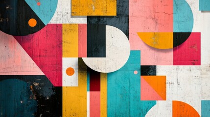 Poster - A close-up of an abstract design featuring geometric shapes in bold, contrasting colors, creating a modern and eye-catching visual.