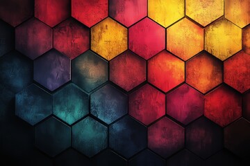 Aufkleber - With transparent shapes and hues, this artwork displays a dynamic and colorful geometric abstract pattern.
