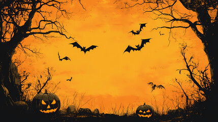 Wall Mural - Halloween party border 