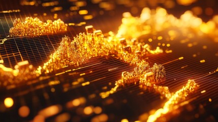 Poster - A detailed close-up of a gold price chart on a computer screen, showing fluctuations and trends in gold market values.