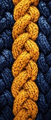 Wall Mural - A blue and yellow knitted rope