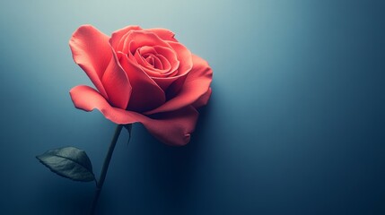 Wall Mural - A single red rose is the main focus of the image