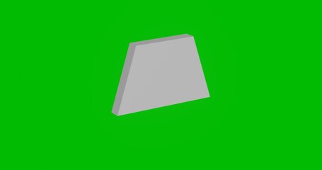 Poster - Animation of rotation of a white trapezoid symbol with shadow. Simple and complex rotation. Seamless looped 4k animation on green chroma key background