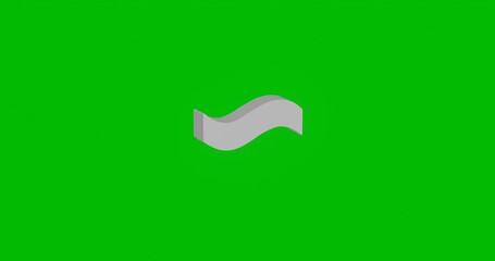 Poster - Animation of rotation of a white tilde symbol with shadow. Simple and complex rotation. Seamless looped 4k animation on green chroma key background