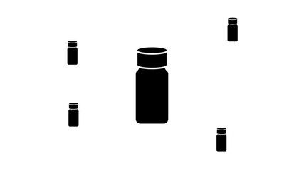 Poster - Zoom in and out animation the salt shaker symbol. Large black symbol in the center and four small symbols around. Seamless looped 4k animation on white background