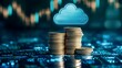 © TensorSpark - Stacks of coins under a cloud icon, representing cloud financial management.