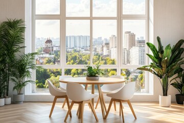 Poster - an interior mockup of a white office meeting room